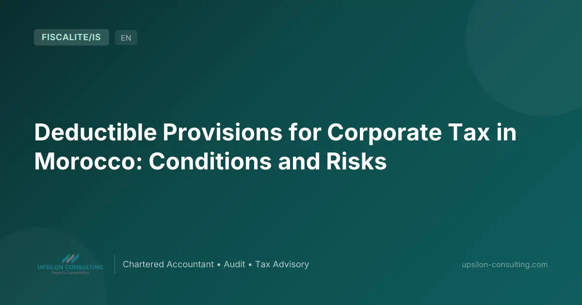 Deductible Provisions for Corporate Tax in Morocco: Conditions and Risks