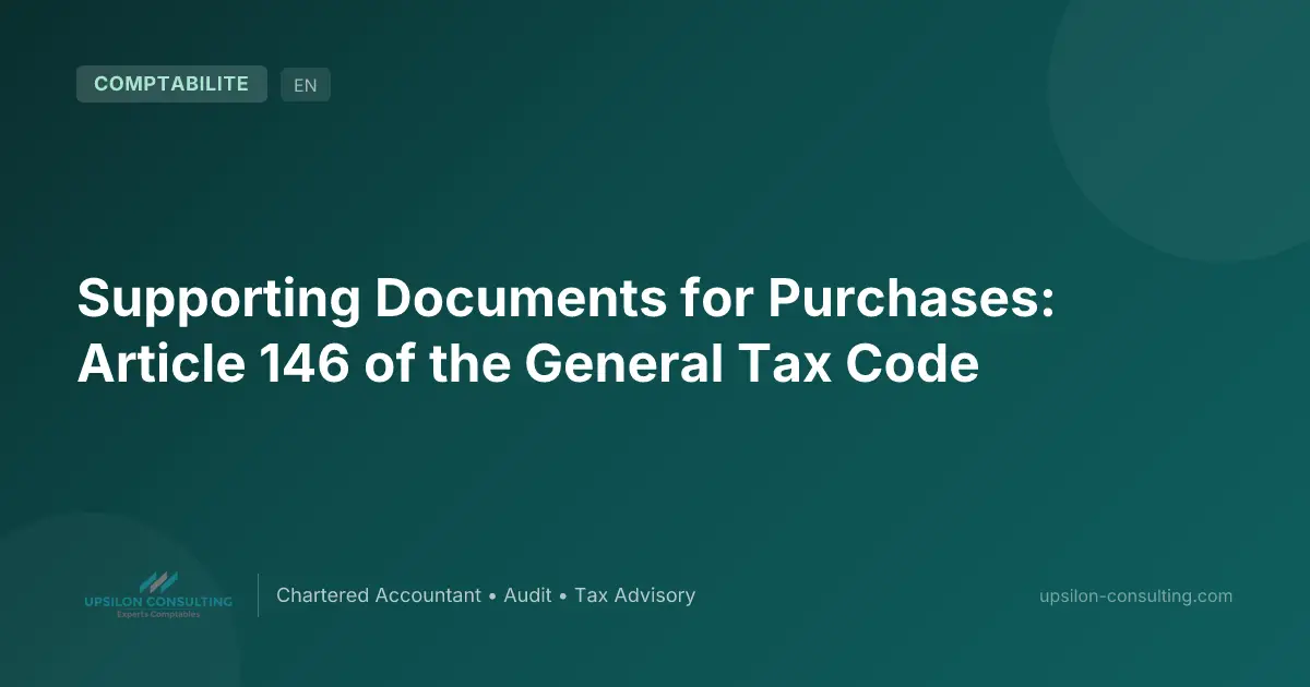 Supporting Documents for Purchases: Article 146 of the General Tax Code