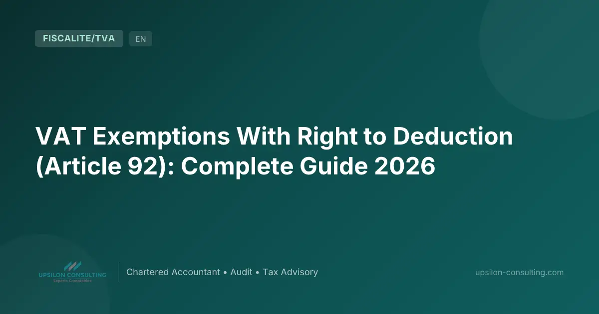 VAT Exemptions With Right to Deduction (Article 92): Complete Guide 2026
