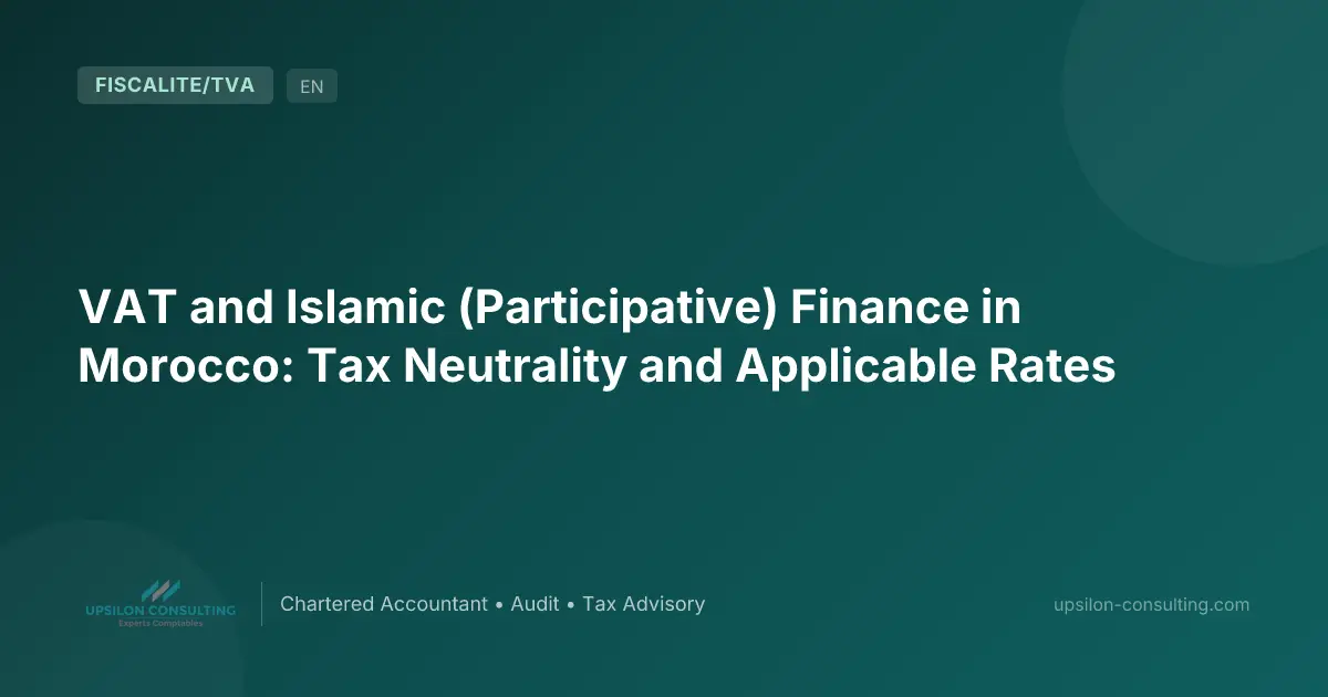 VAT and Islamic (Participative) Finance in Morocco: Tax Neutrality and Applicable Rates