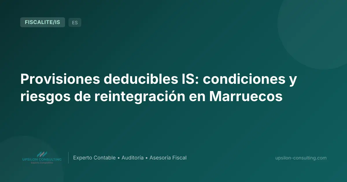 Provisiones deducibles IS: condiciones y riesgos de reintegración en Marruecos