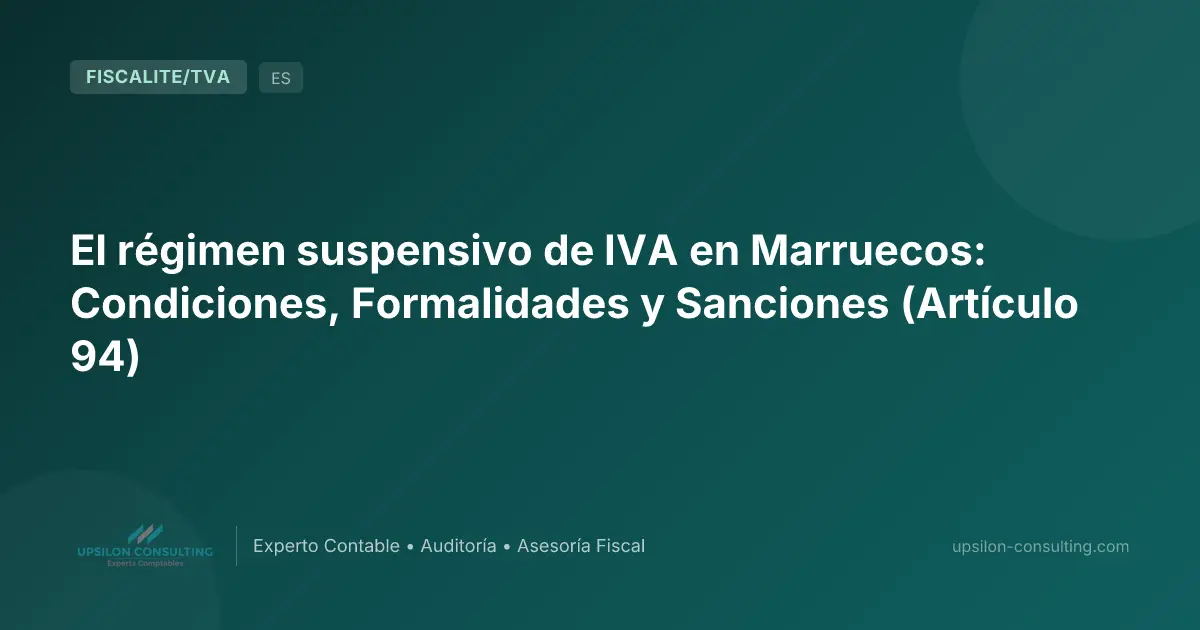 El régimen suspensivo de IVA en Marruecos: Condiciones, Formalidades y Sanciones (Artículo 94)