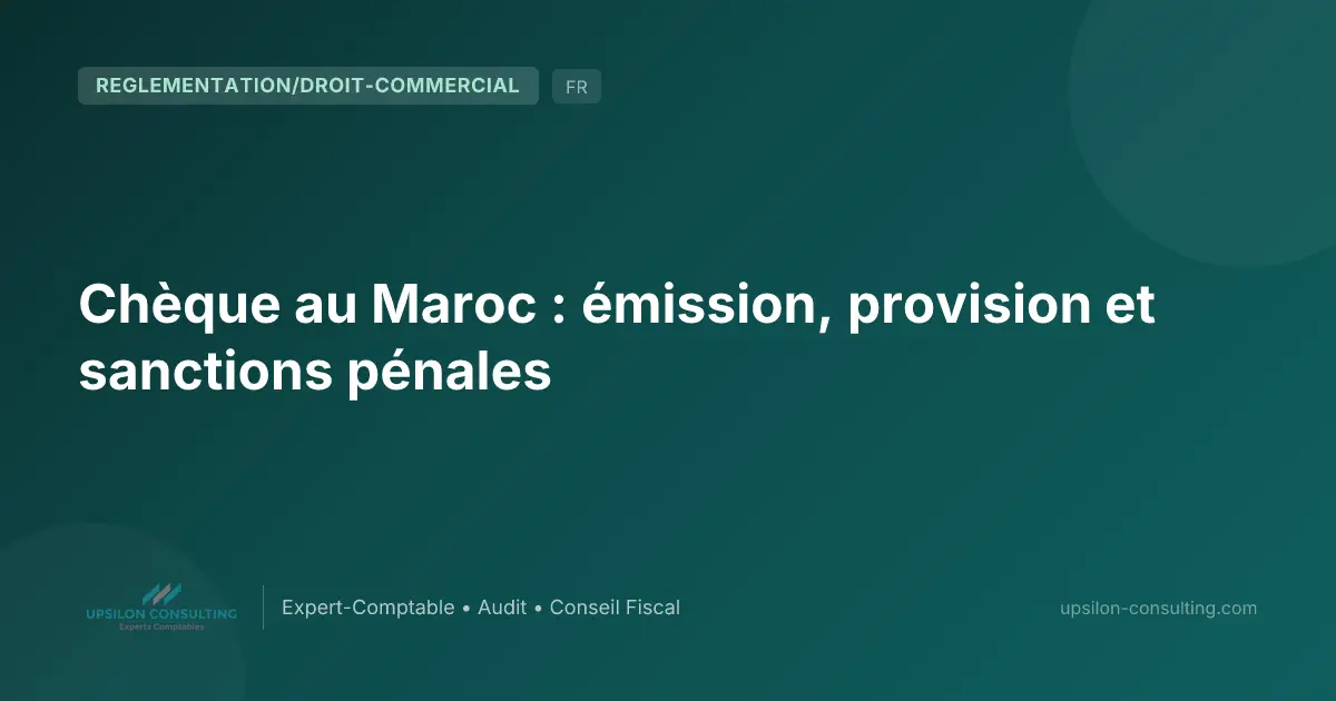 Chèque au Maroc : émission, provision et sanctions pénales
