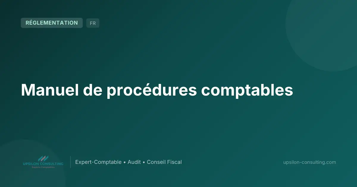 Manuel de procédures comptables