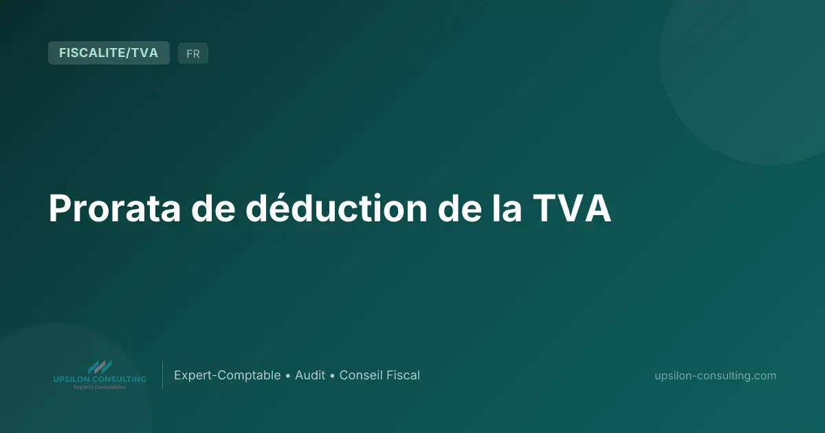 Prorata de déduction de la TVA